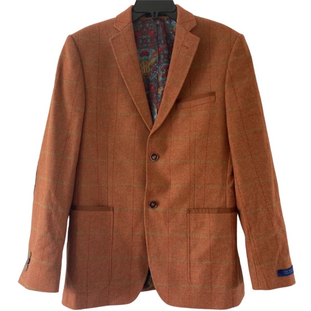 Ted Baker London Tight Lines Wool Sport Coat Jacket NWOT Tweed Plaid Men's